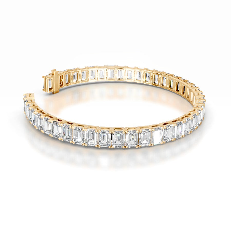 Austin 21.5 CT Emerald Tennis Lab Grown Diamond Bracelet - 14K Yellow Gold