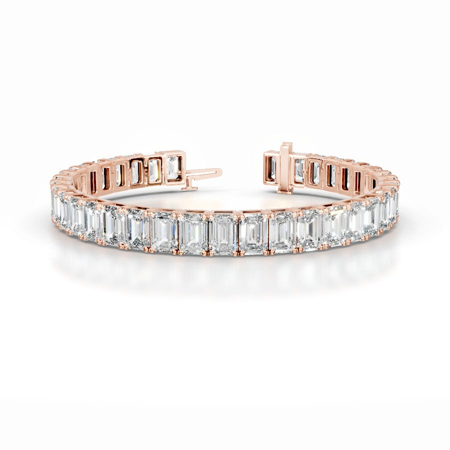 Austin 27 CT Emerald Tennis Lab Grown Diamond Bracelet - 14K Rose Gold