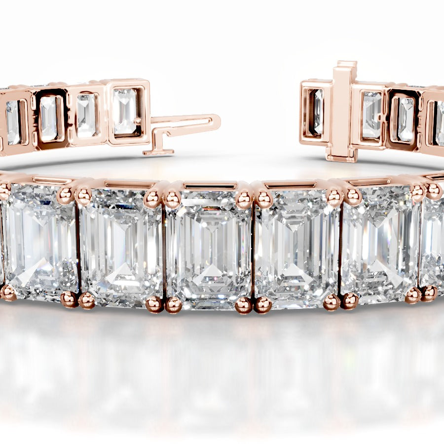 Austin 27 CT Emerald Tennis Lab Grown Diamond Bracelet - 14K Rose Gold
