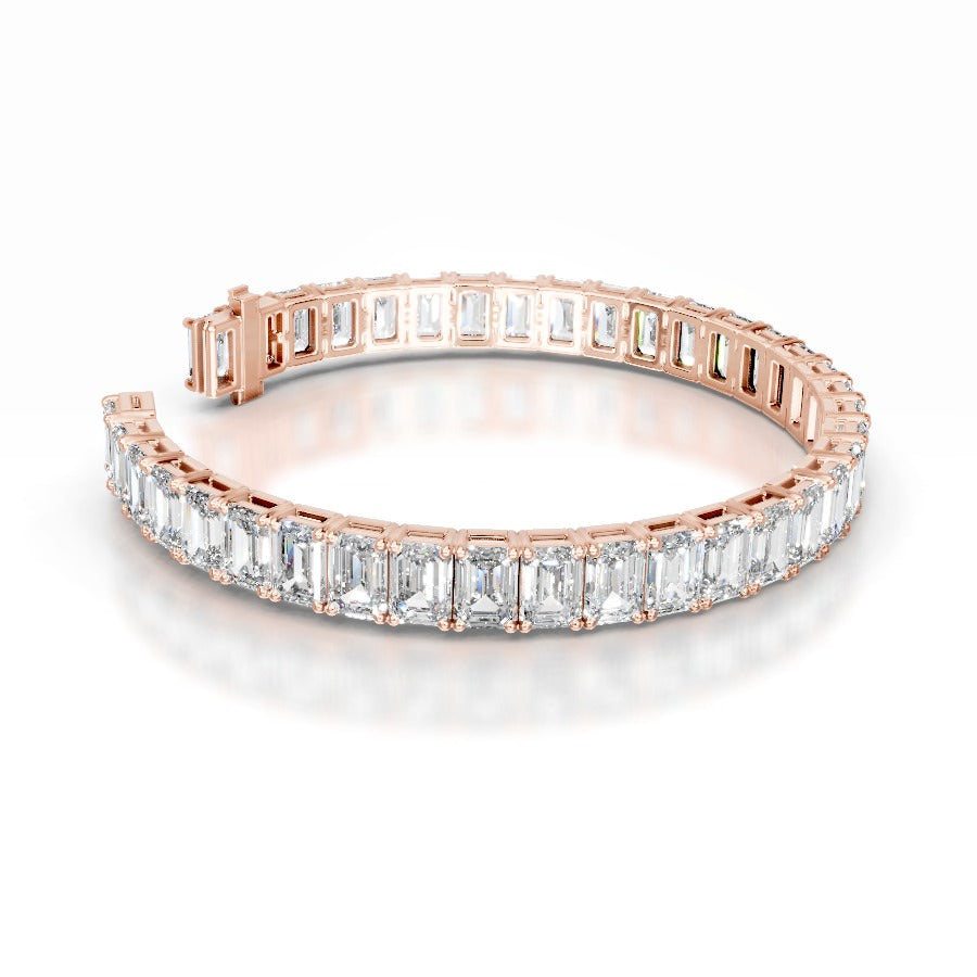 Austin 27 CT Emerald Tennis Lab Grown Diamond Bracelet - 14K Rose Gold
