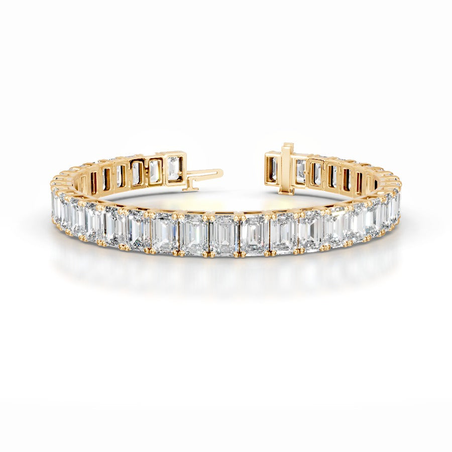 Austin 27 CT Emerald Tennis Lab Grown Diamond Bracelet - 14K Yellow Gold