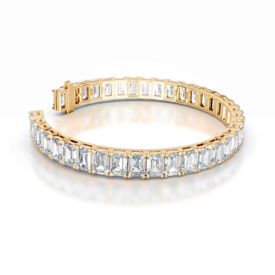 Austin 27 CT Emerald Tennis Lab Grown Diamond Bracelet - 14K Yellow Gold