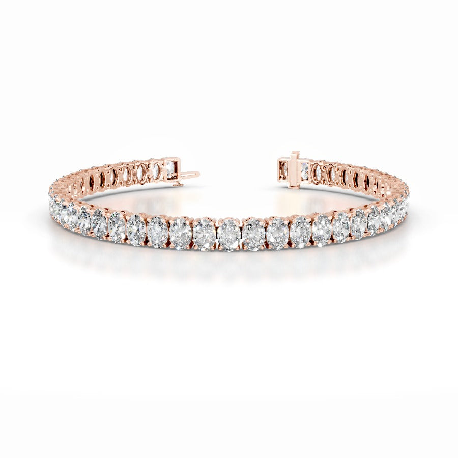 Audrey 12.5 CT Oval Tennis Lab Grown Diamond Bracelet - 14K Rose Gold