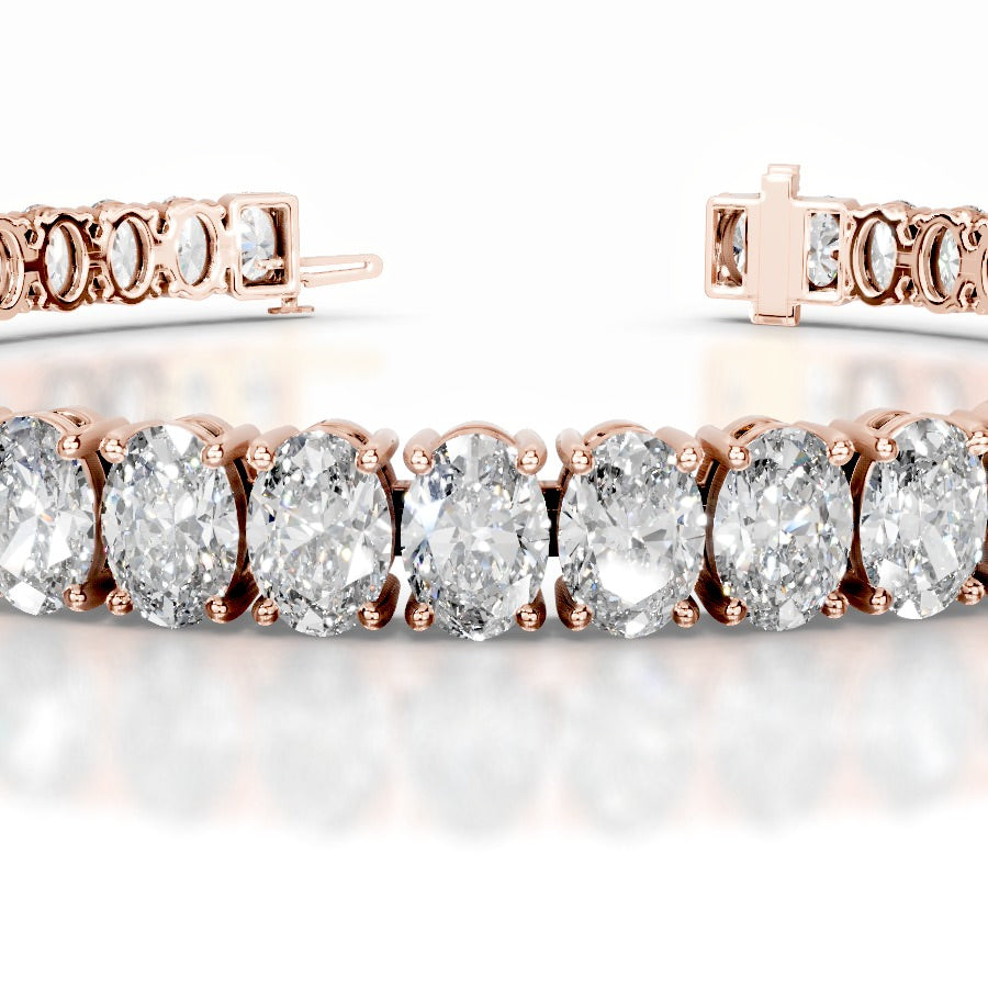 Audrey 12.5 CT Oval Tennis Lab Grown Diamond Bracelet - 14K Rose Gold