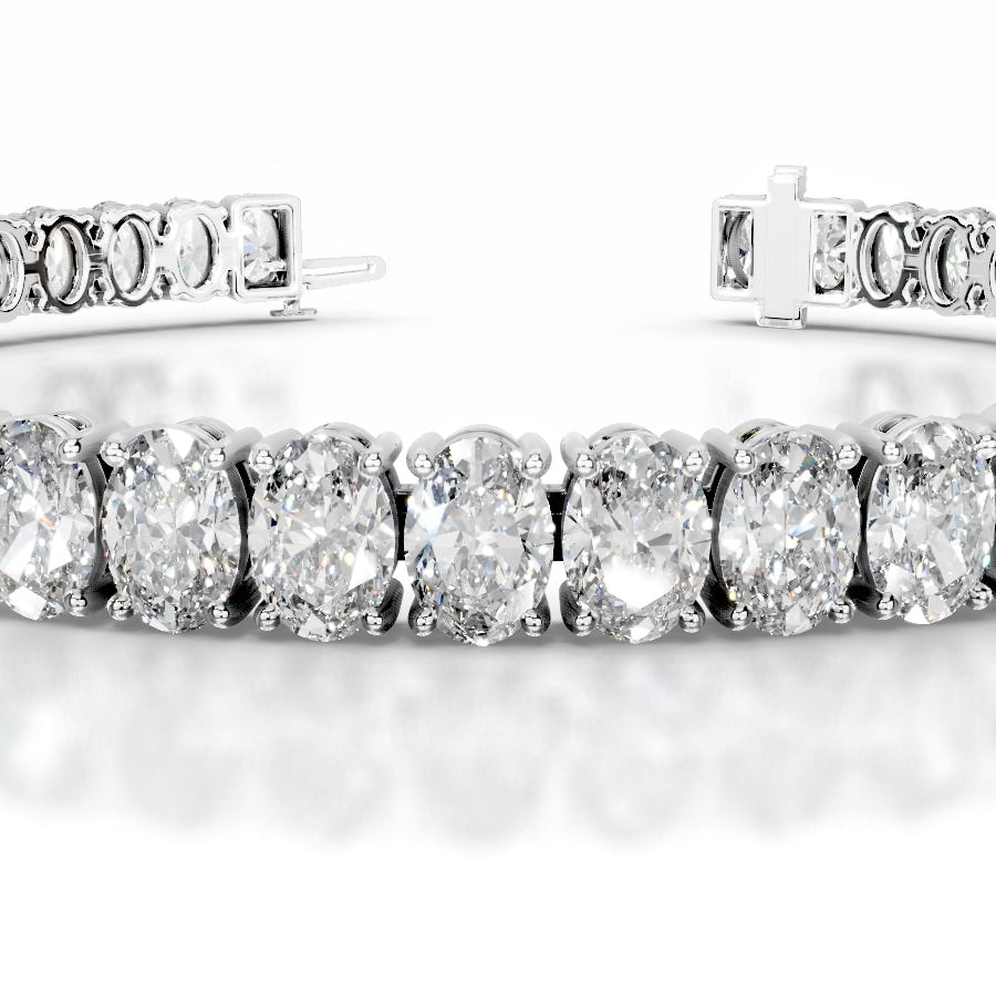 Audrey 12.5 CT Oval Tennis Lab Grown Diamond Bracelet - 14K White Gold