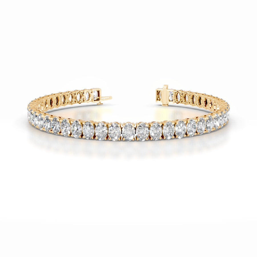 Audrey 12.5 CT Oval Tennis Lab Grown Diamond Bracelet - 14K Yellow Gold