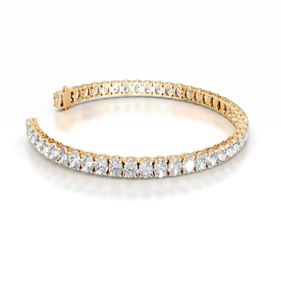 Audrey 12.5 CT Oval Tennis Lab Grown Diamond Bracelet - 14K Yellow Gold