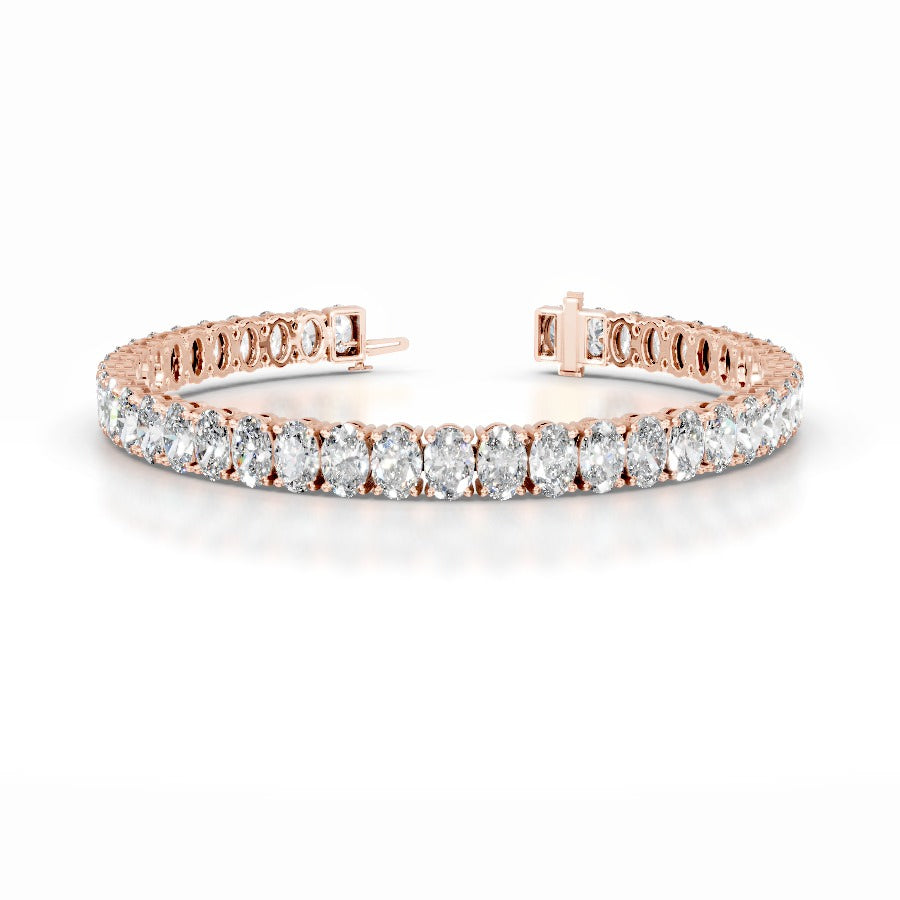 Audrey 15 CT Oval Tennis Lab Grown Diamond Bracelet - 14K Rose Gold