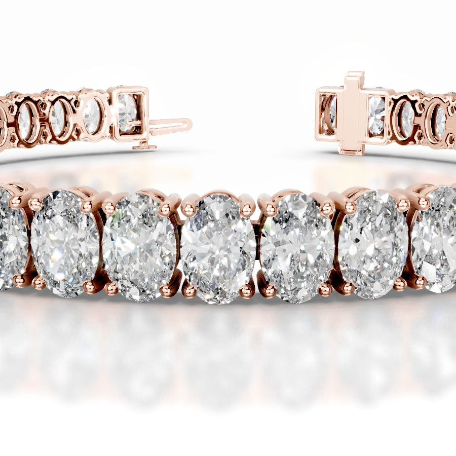Audrey 15 CT Oval Tennis Lab Grown Diamond Bracelet - 14K Rose Gold