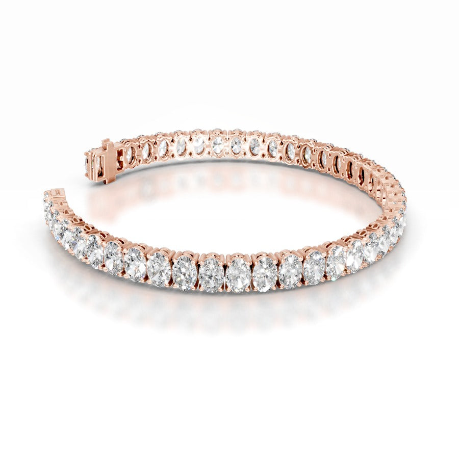 Audrey 15 CT Oval Tennis Lab Grown Diamond Bracelet - 14K Rose Gold