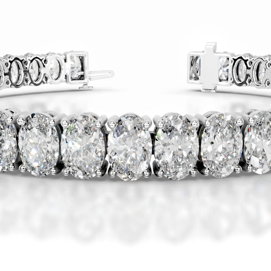 Audrey 15 CT Oval Tennis Lab Grown Diamond Bracelet - 14K White Gold