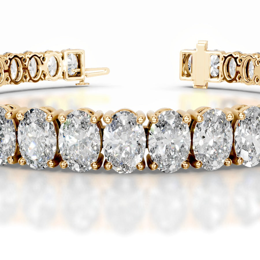 Audrey 16.5 CT Oval Tennis Lab Grown Diamond Bracelet - 14K White Gold
