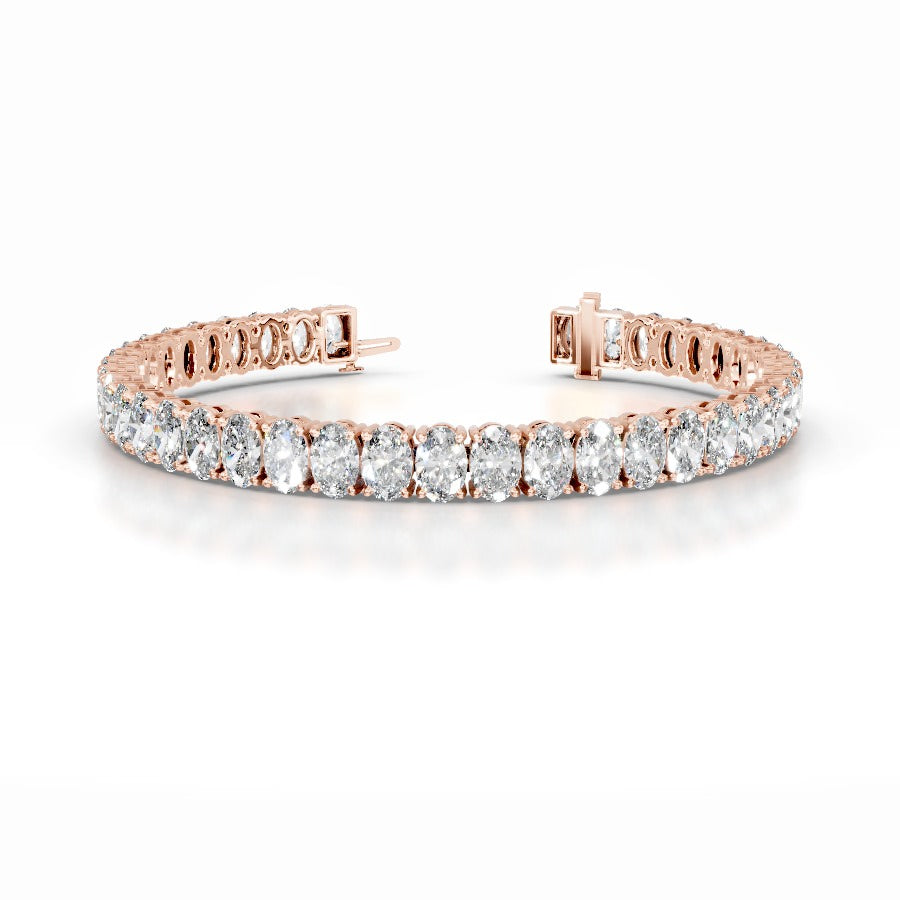 Audrey 16.5 CT Oval Tennis Lab Grown Diamond Bracelet - 14K Rose Gold