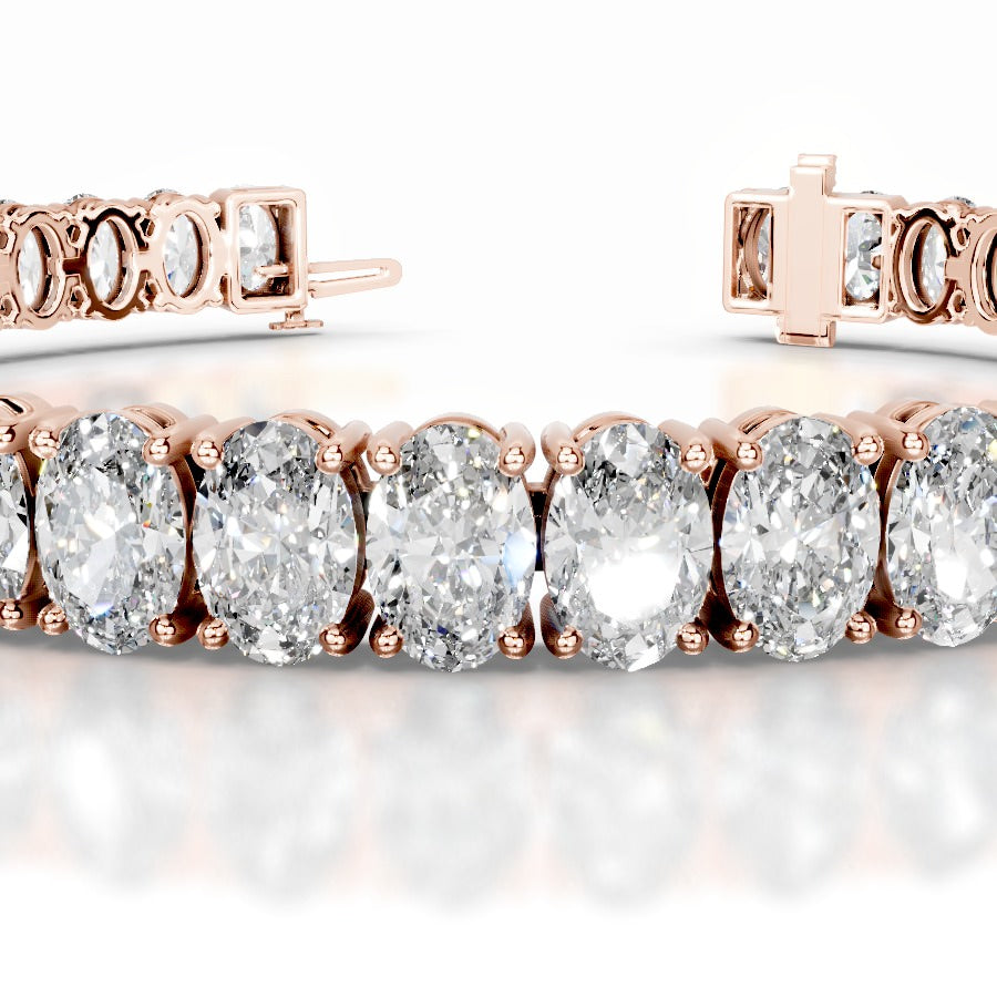Audrey 16.5 CT Oval Tennis Lab Grown Diamond Bracelet - 14K Rose Gold