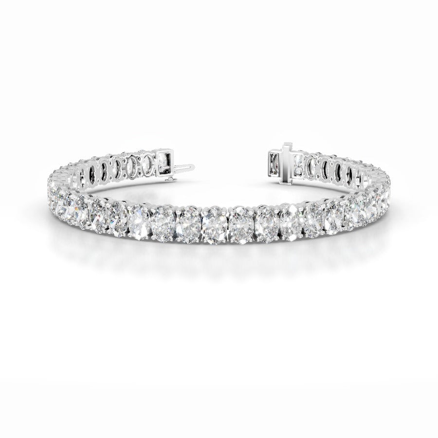 Audrey 16.5 CT Oval Tennis Lab Grown Diamond Bracelet - 14K Yellow Gold