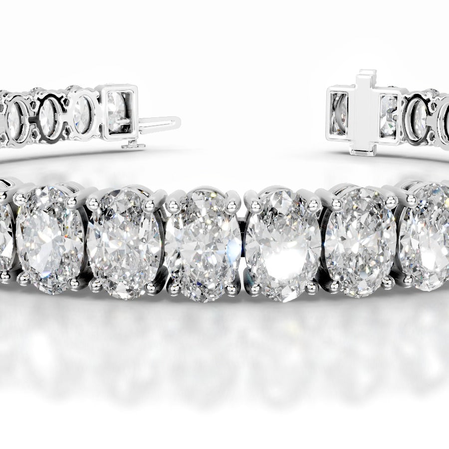 Audrey 16.5 CT Oval Tennis Lab Grown Diamond Bracelet - 14K Yellow Gold