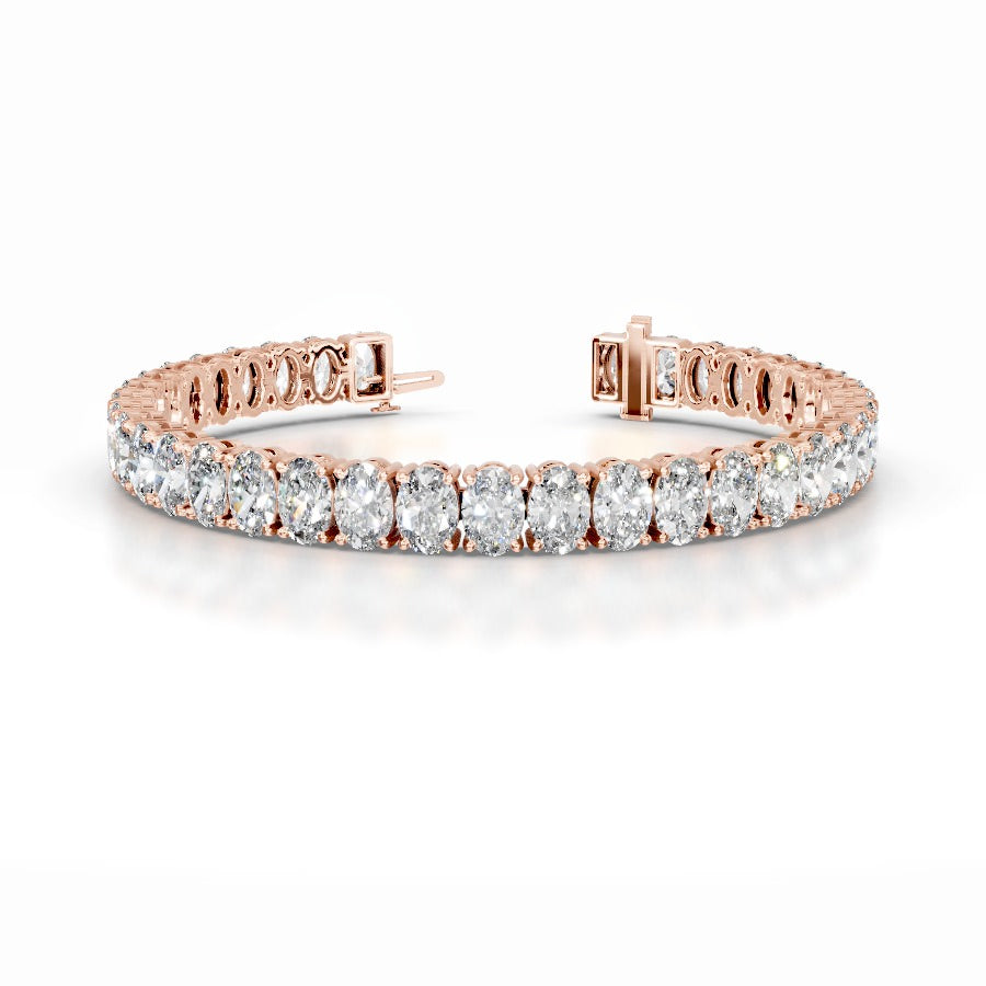 Audrey 18.5 CT Oval Tennis Lab Grown Diamond Bracelet - 14K Rose Gold