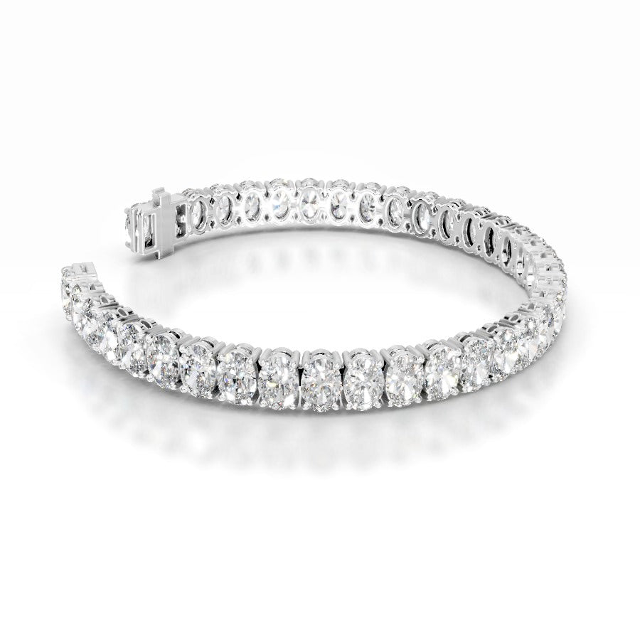 Audrey 18.5 CT Oval Tennis Lab Grown Diamond Bracelet - 14K Yellow Gold