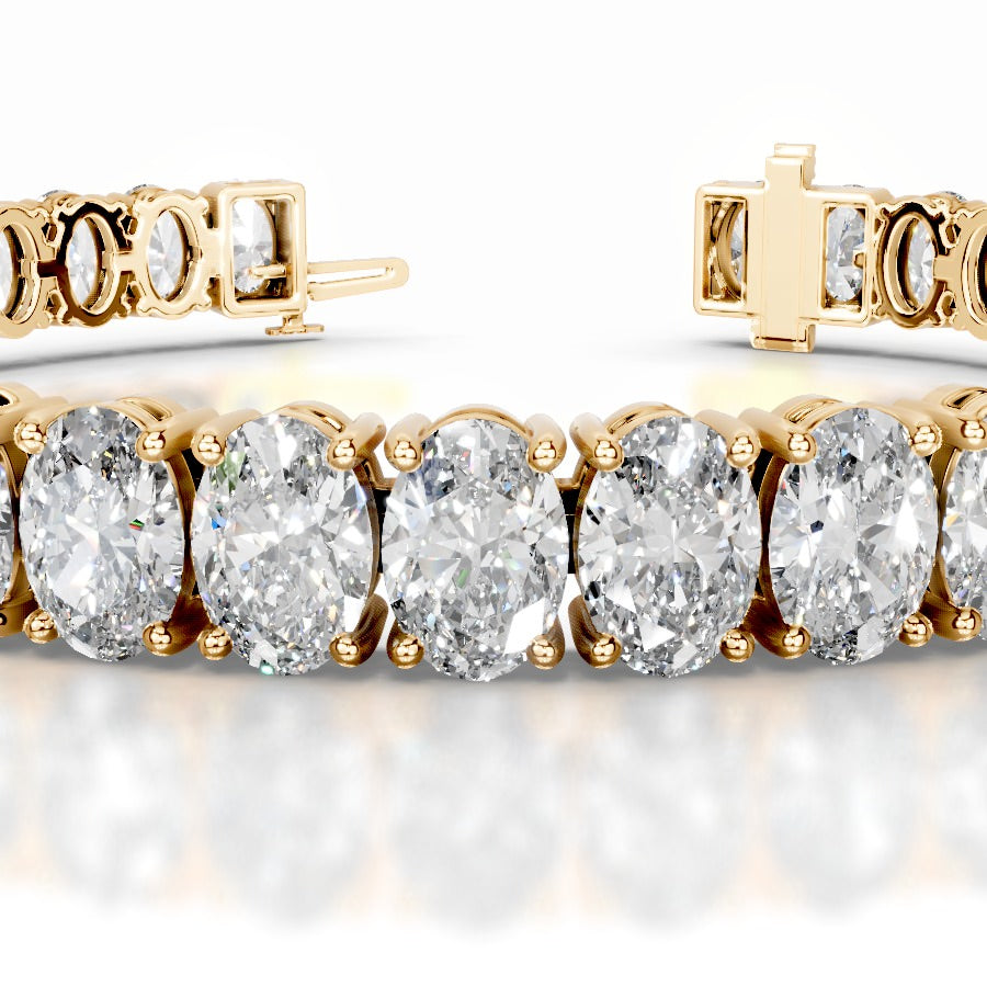 Audrey 15 CT Oval Tennis Lab Grown Diamond Bracelet - 14K Yellow Gold