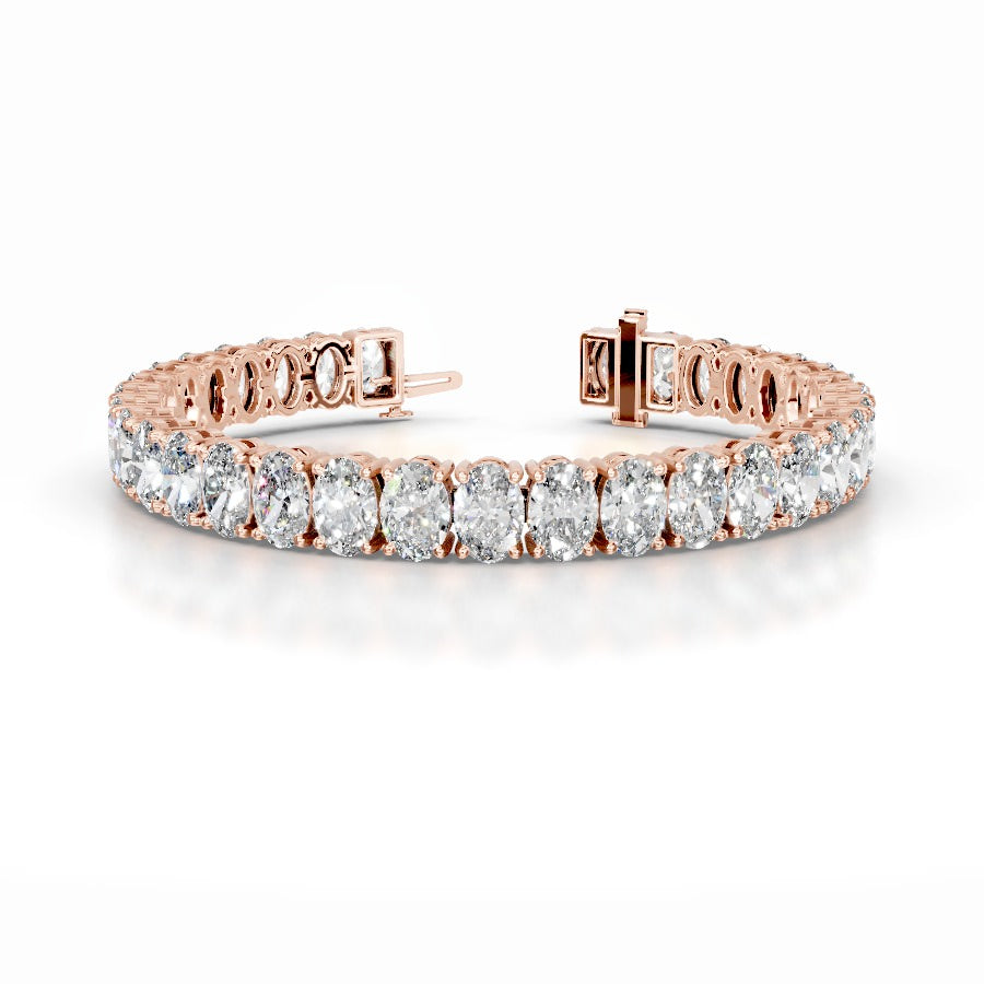 Audrey 24 CT Oval Tennis Lab Grown Diamond Bracelet - 14K Rose Gold
