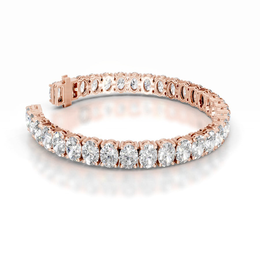 Audrey 24 CT Oval Tennis Lab Grown Diamond Bracelet - 14K Rose Gold