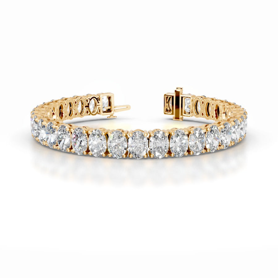 Audrey 24 CT Oval Tennis Lab Grown Diamond Bracelet - 14K Yellow Gold