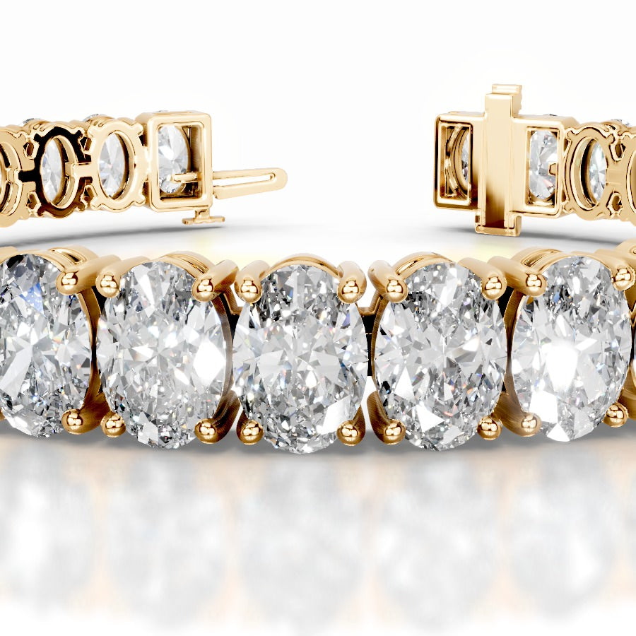 Audrey 24 CT Oval Tennis Lab Grown Diamond Bracelet - 14K Yellow Gold