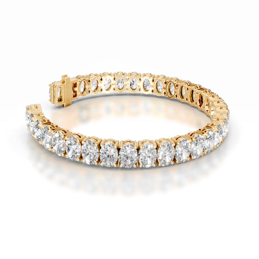 Audrey 24 CT Oval Tennis Lab Grown Diamond Bracelet - 14K Yellow Gold