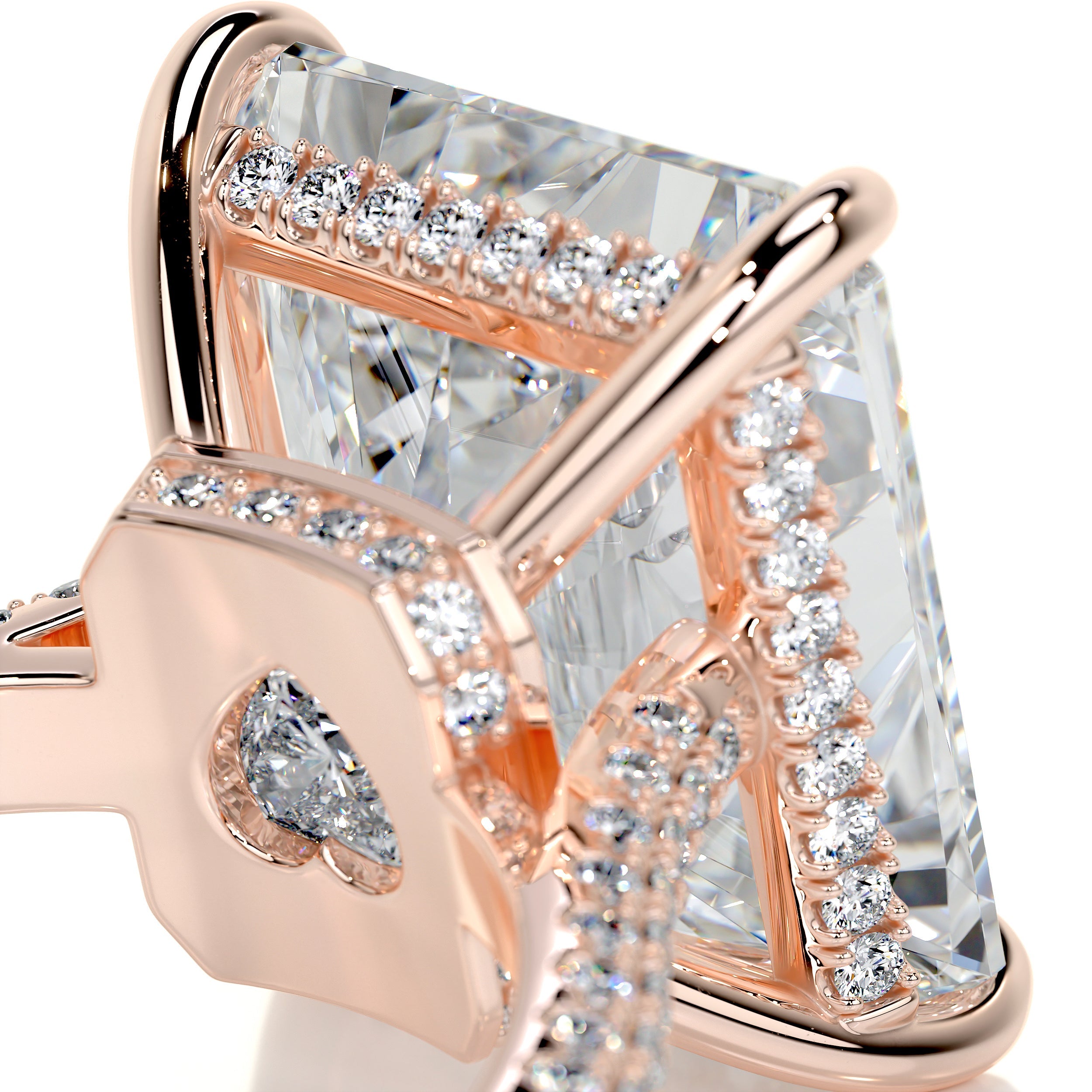 Cher Moissanite & Diamonds Ring   (4.8 Carat) -14K Rose Gold (RTS)