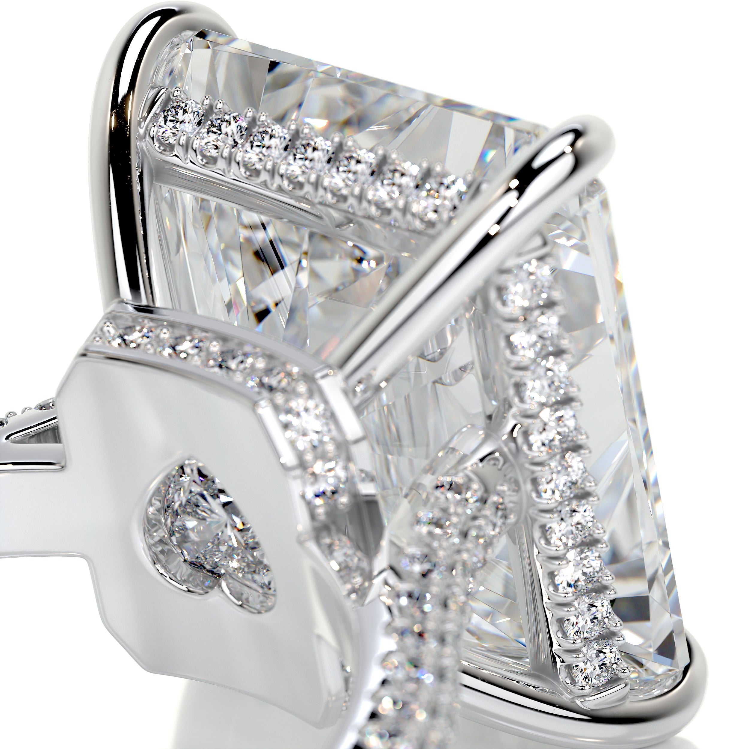 Cher Moissanite & Diamonds Ring   (8 Carat) -18K White Gold (RTS)