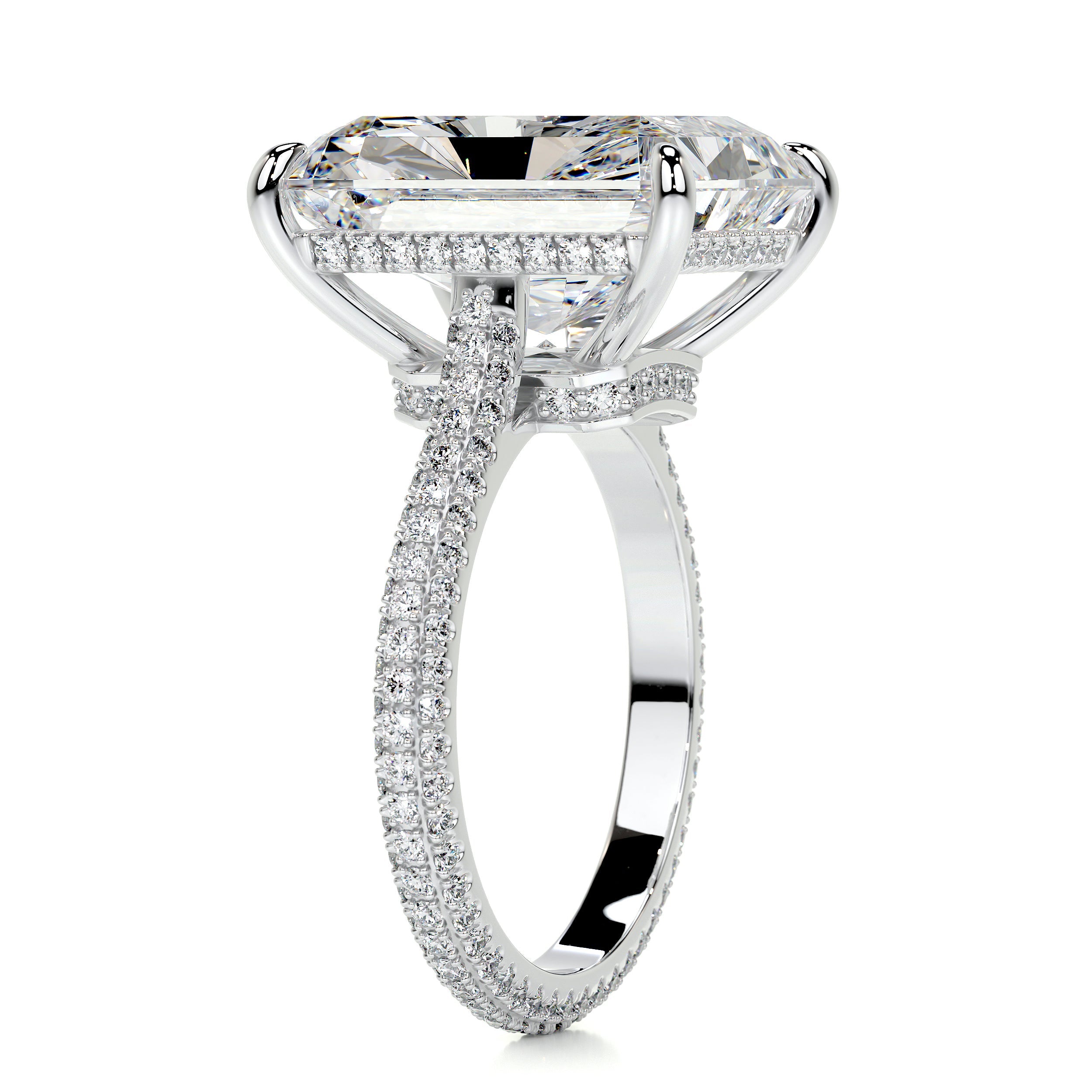 Cher Moissanite & Diamonds Ring   (8 Carat) -18K White Gold (RTS)