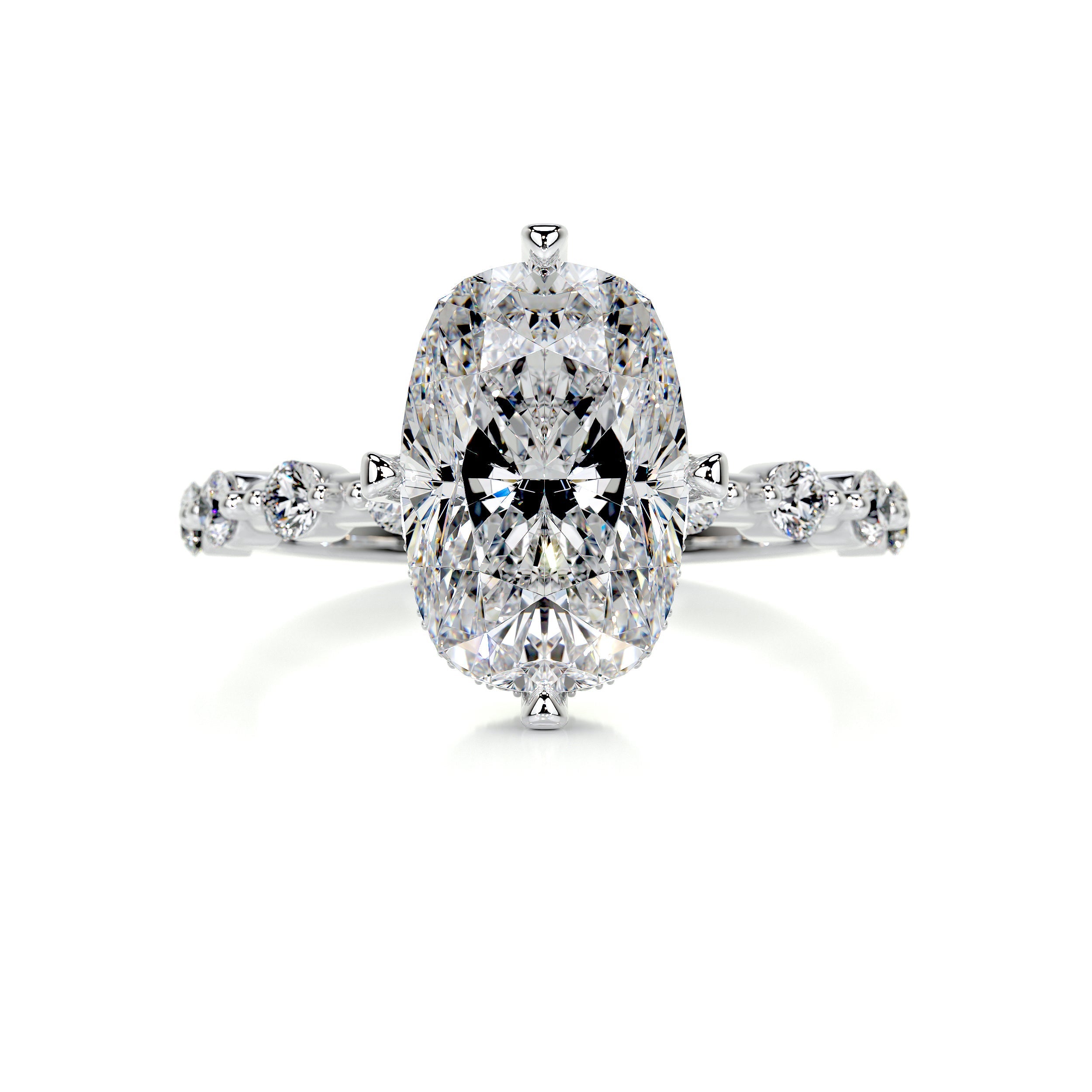 Theresa Moissanite & Diamond Ring -14K White Gold (RTS)