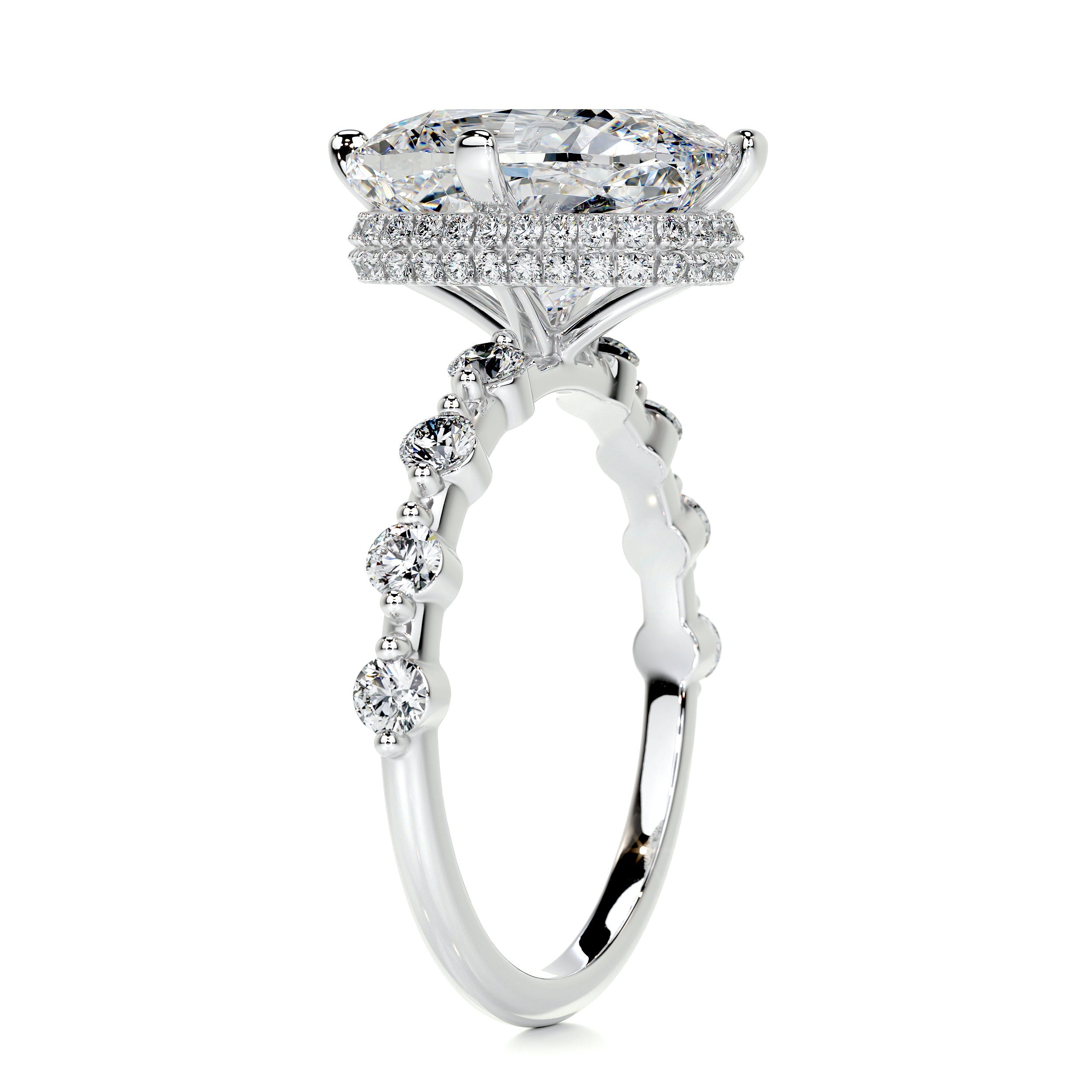 Theresa Moissanite & Diamonds Ring   (6 Carat) -14K White Gold (RTS)