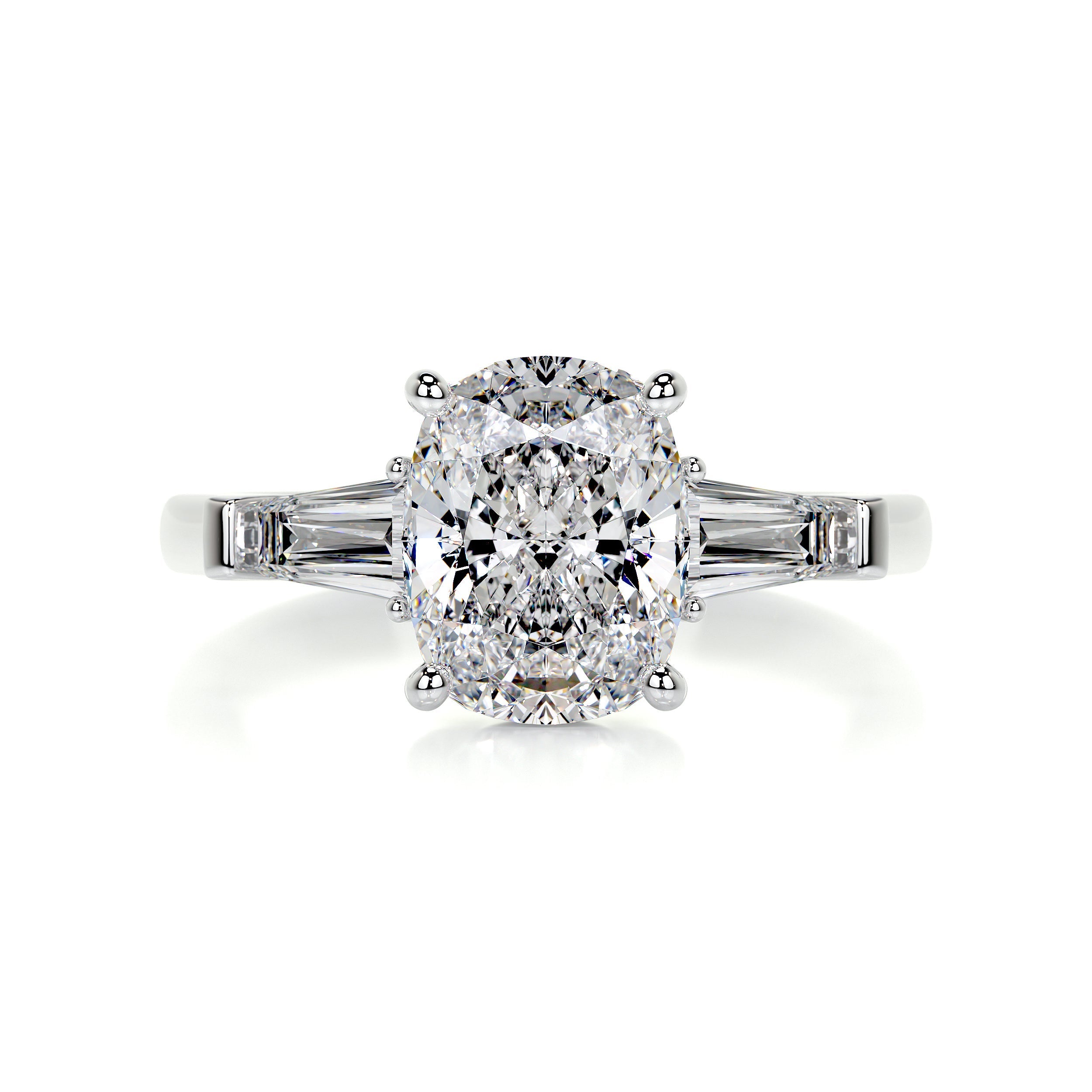 Sylvia Moissanite & Diamond Ring -14K White Gold (RTS)