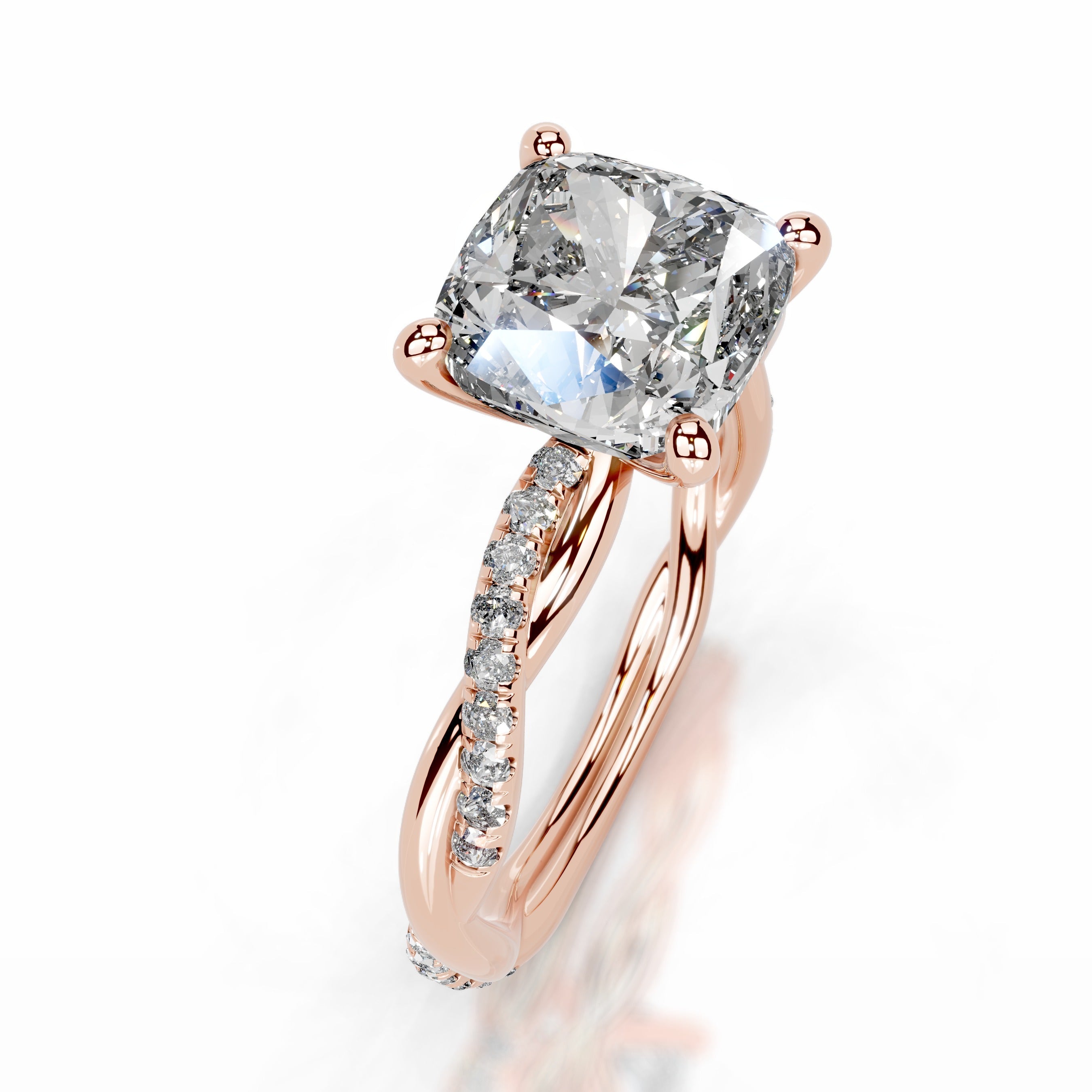 Crystal Diamond Engagement Ring - 14K Rose Gold - Main Stone 1.7 Carat