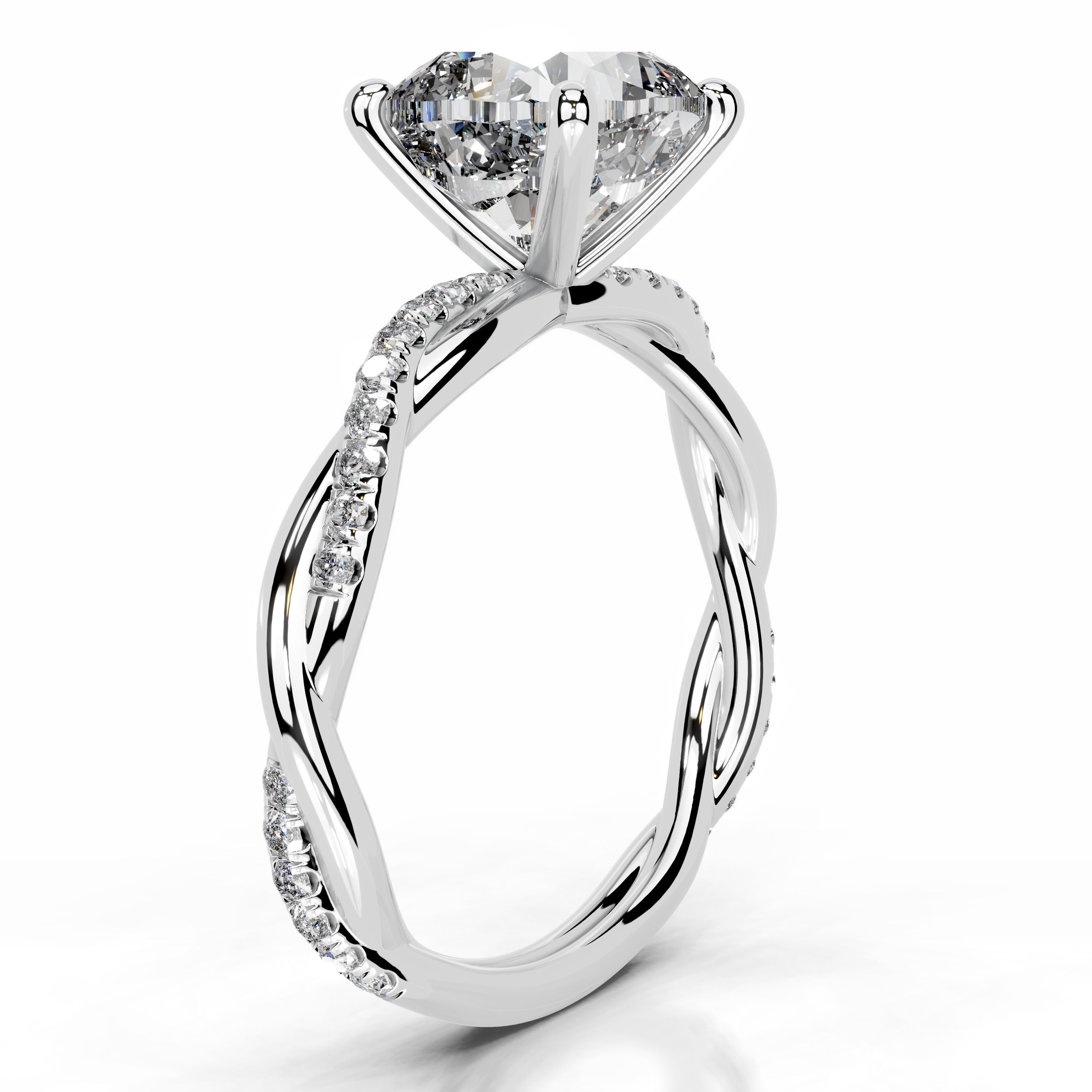 Crystal Diamond Engagement Ring - 14K White Gold