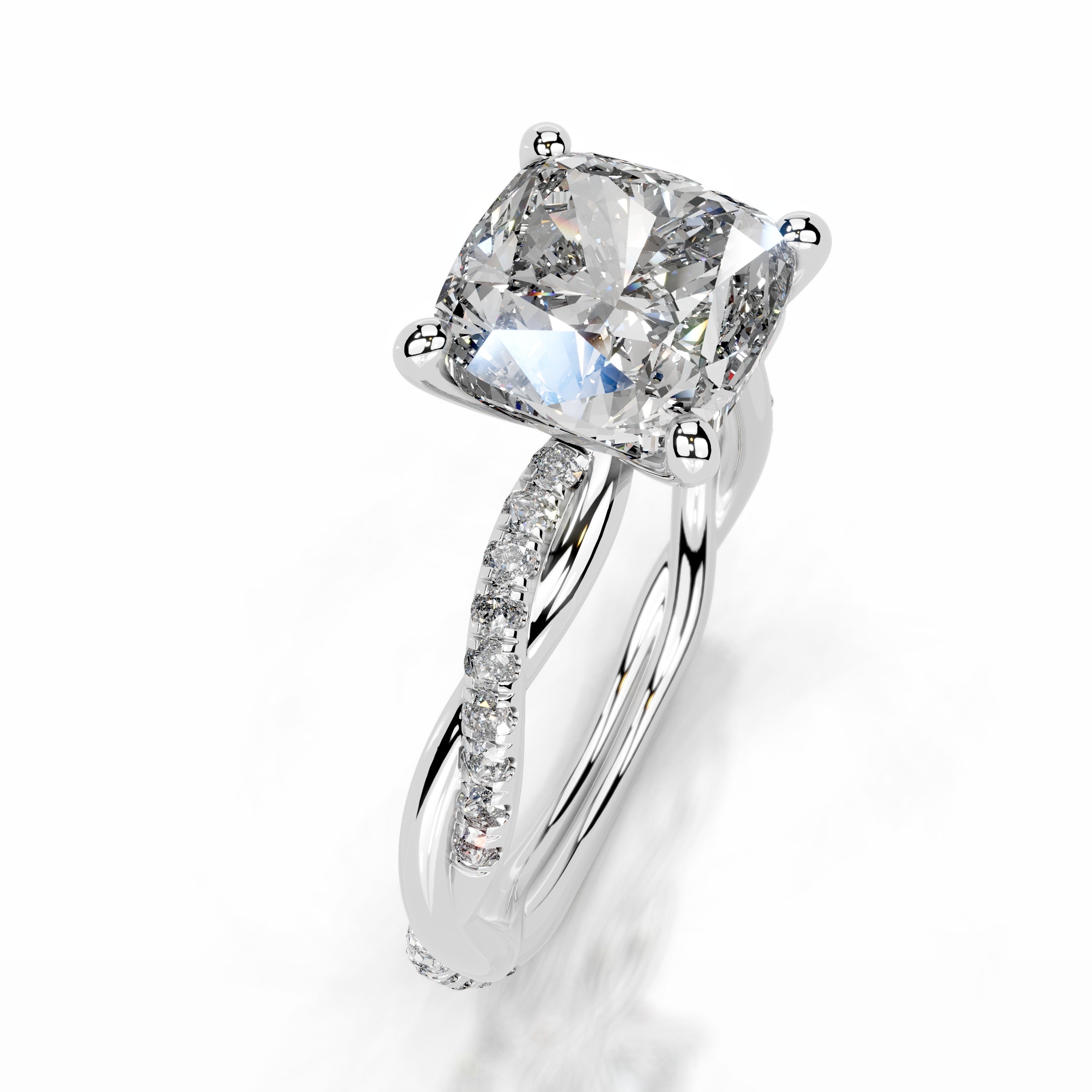 Crystal Diamond Engagement Ring - 14K White Gold