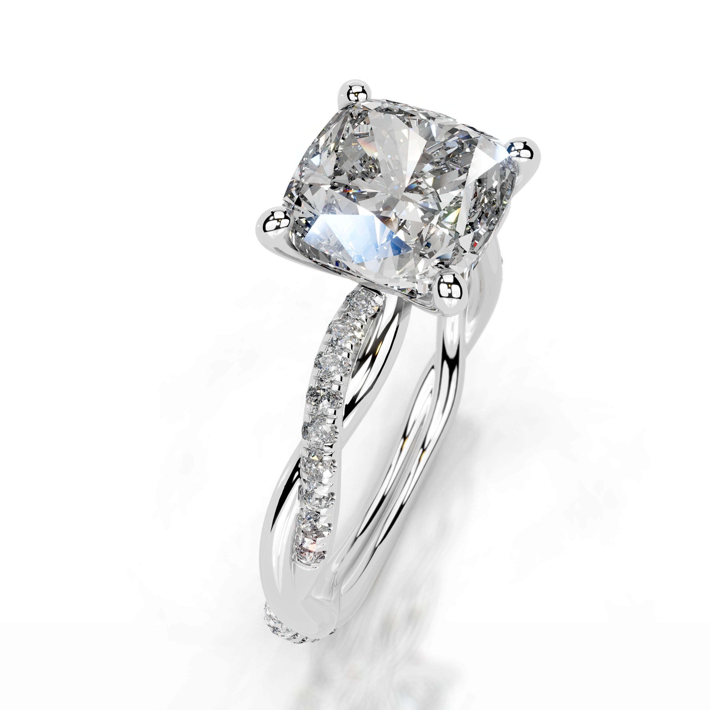 Crystal Diamond Engagement Ring - 14K White Gold - Main Stone 1.7 Carat