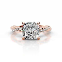 Crystal Diamond Engagement Ring - 14K Rose Gold - Main Stone 1.7 Carat