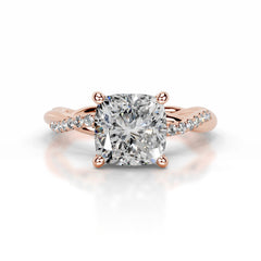 Crystal Diamond Engagement Ring - 14K Rose Gold