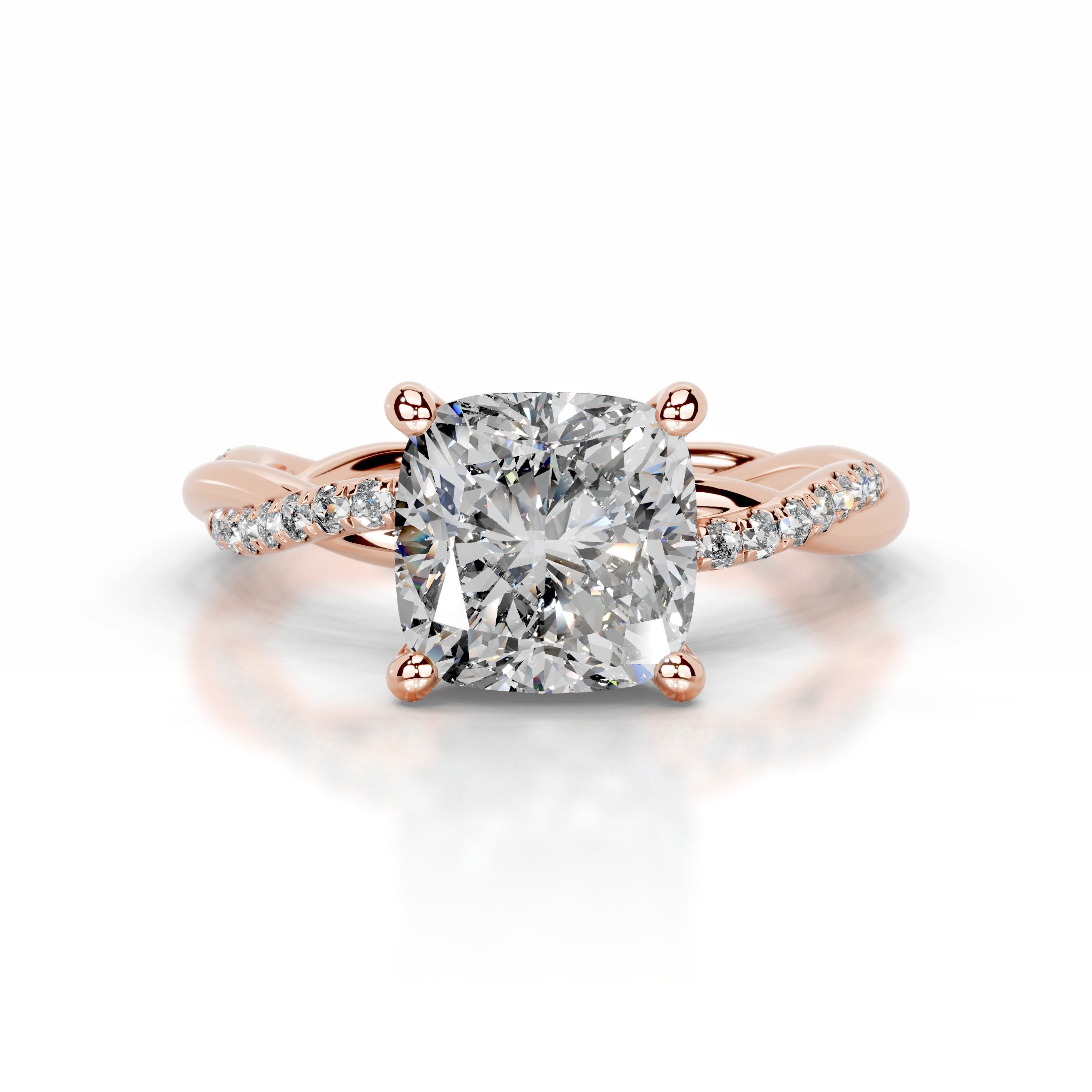 Crystal Diamond Engagement Ring - 14K Rose Gold