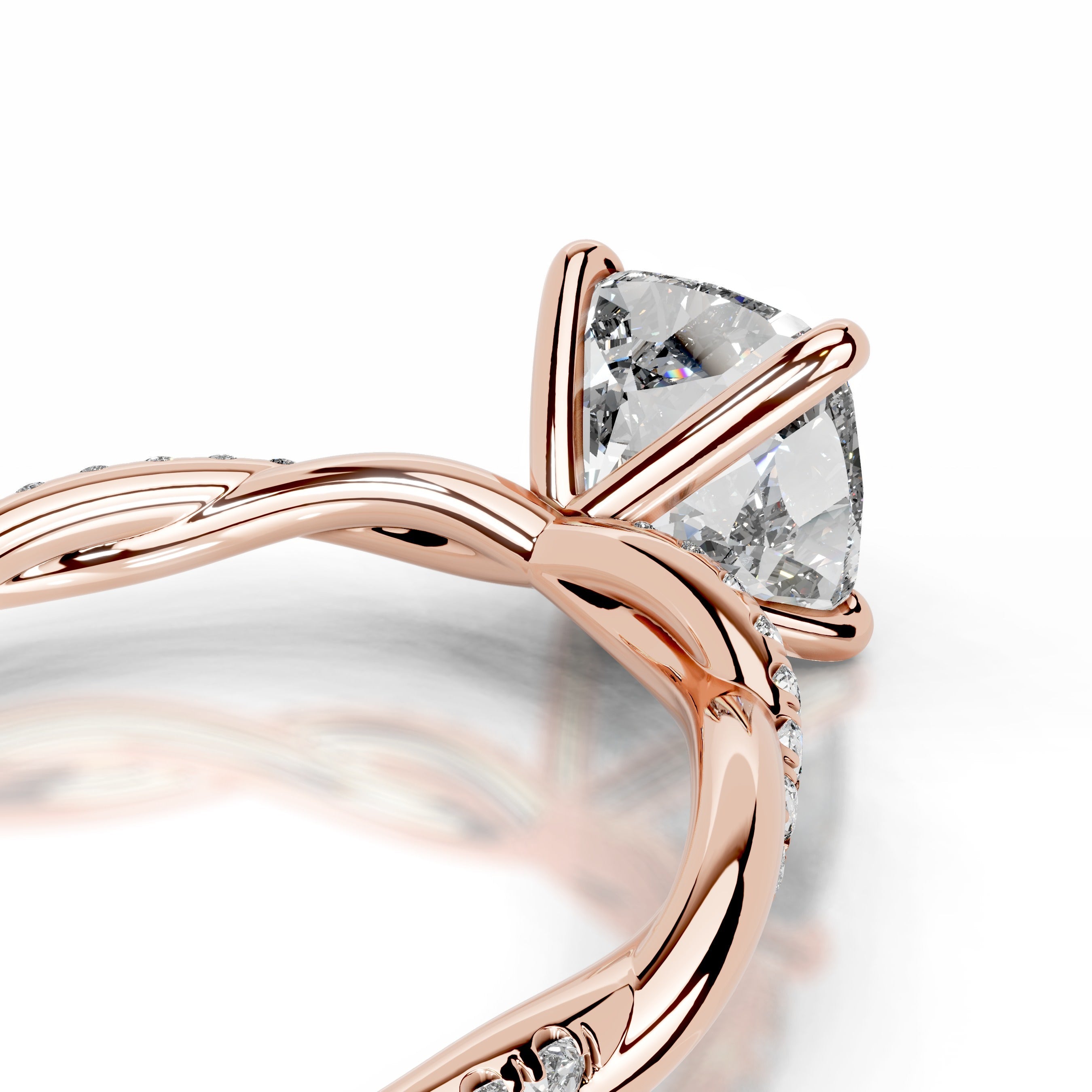 Crystal Diamond Engagement Ring - 14K Rose Gold - Main Stone 1.7 Carat
