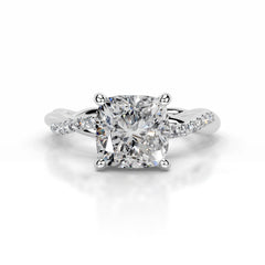 Crystal Diamond Engagement Ring - 18K White Gold - Main Stone 1.7 Carat