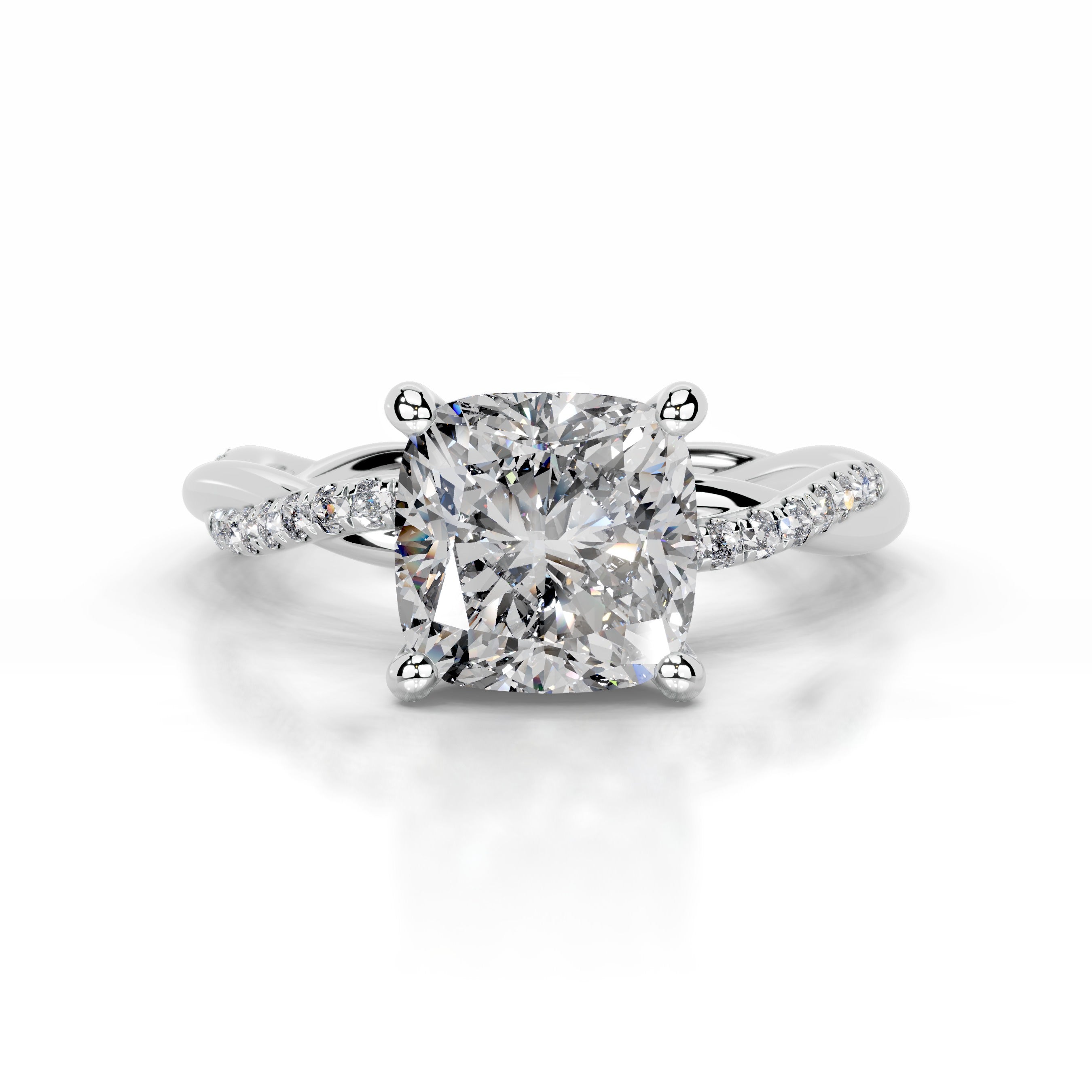 Crystal Diamond Engagement Ring - 18K White Gold