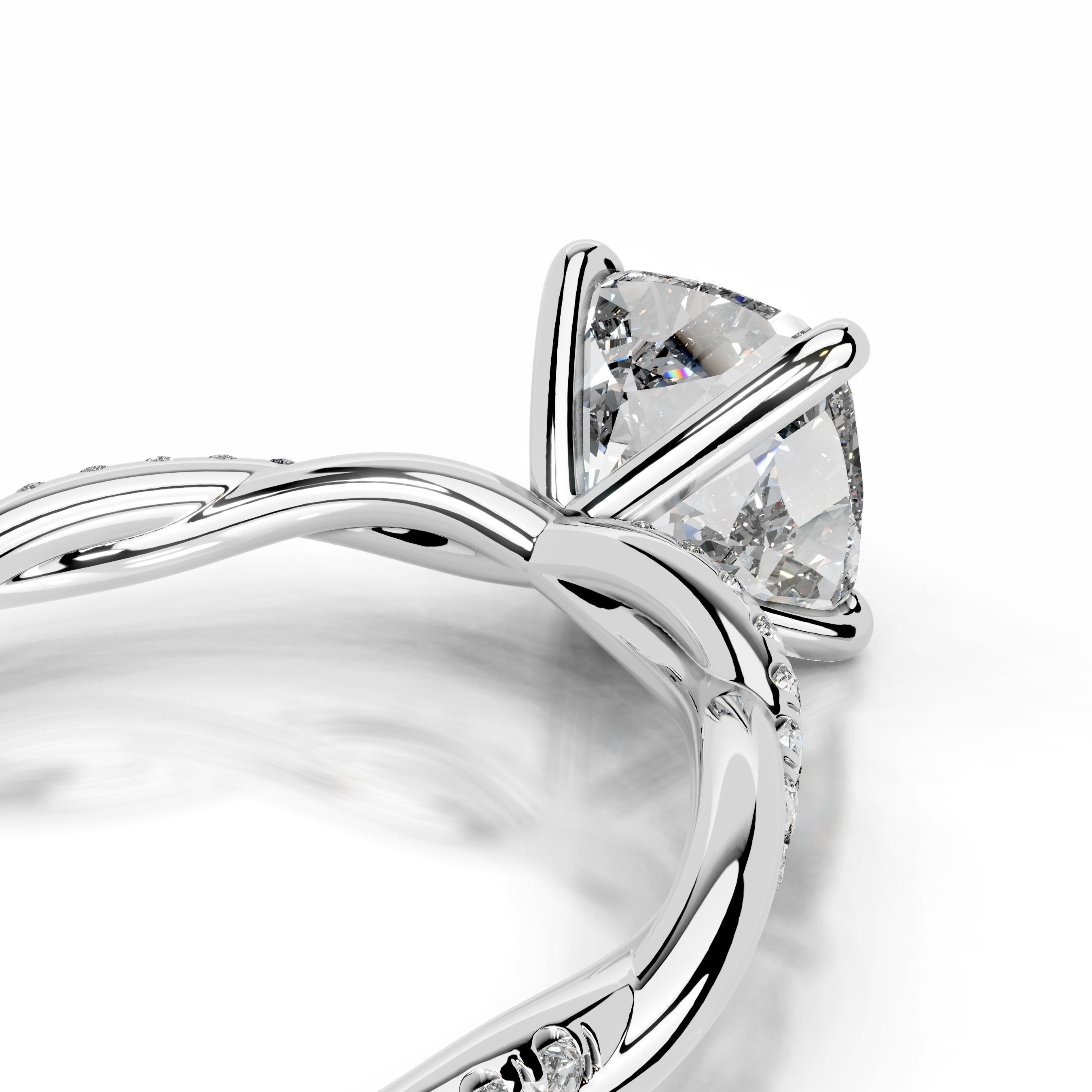 Crystal Diamond Engagement Ring - 14K White Gold