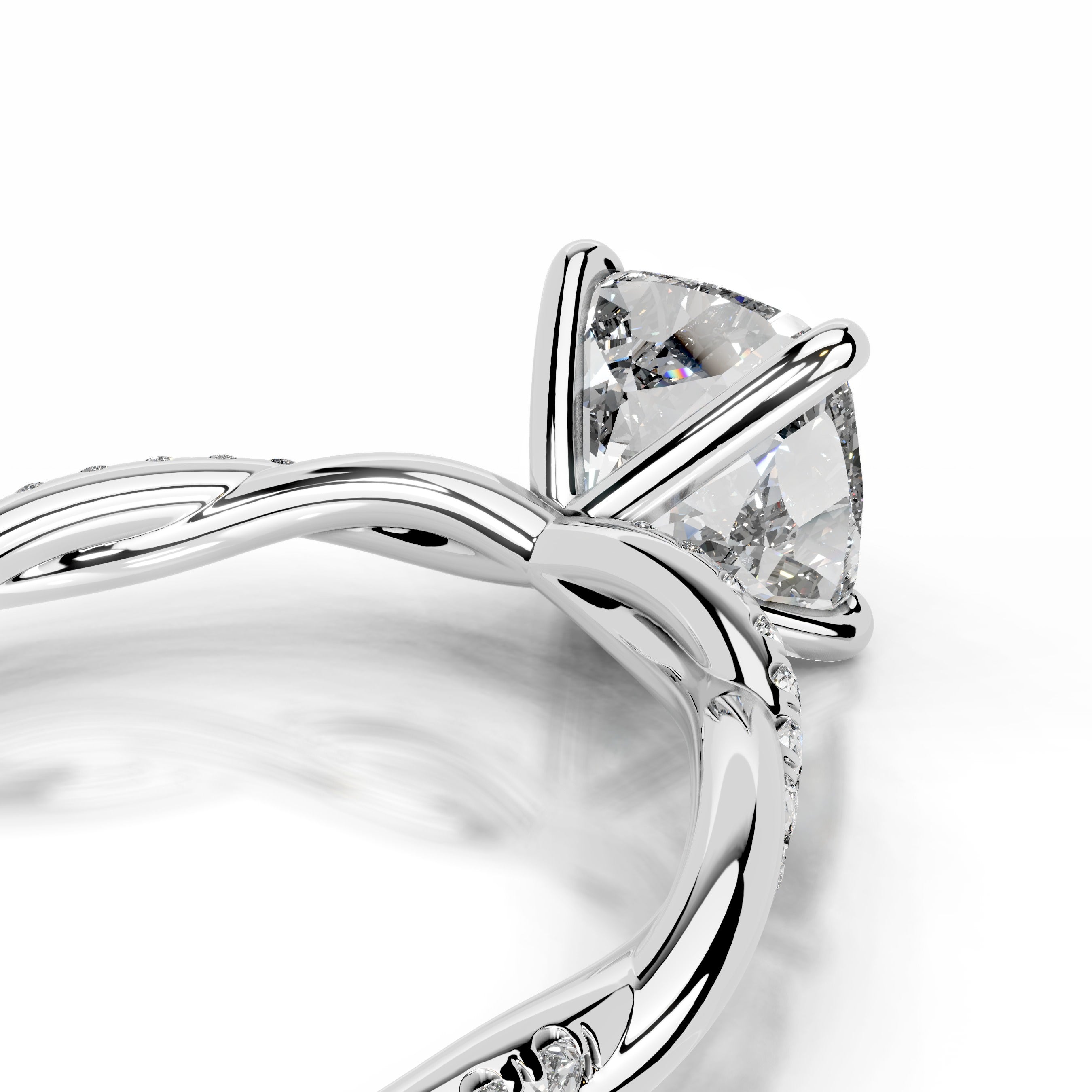 Crystal Diamond Engagement Ring - 18K White Gold - Main Stone 1.7 Carat