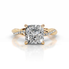 Crystal Diamond Engagement Ring - 18K Yellow Gold - Main Stone 1.7 Carat