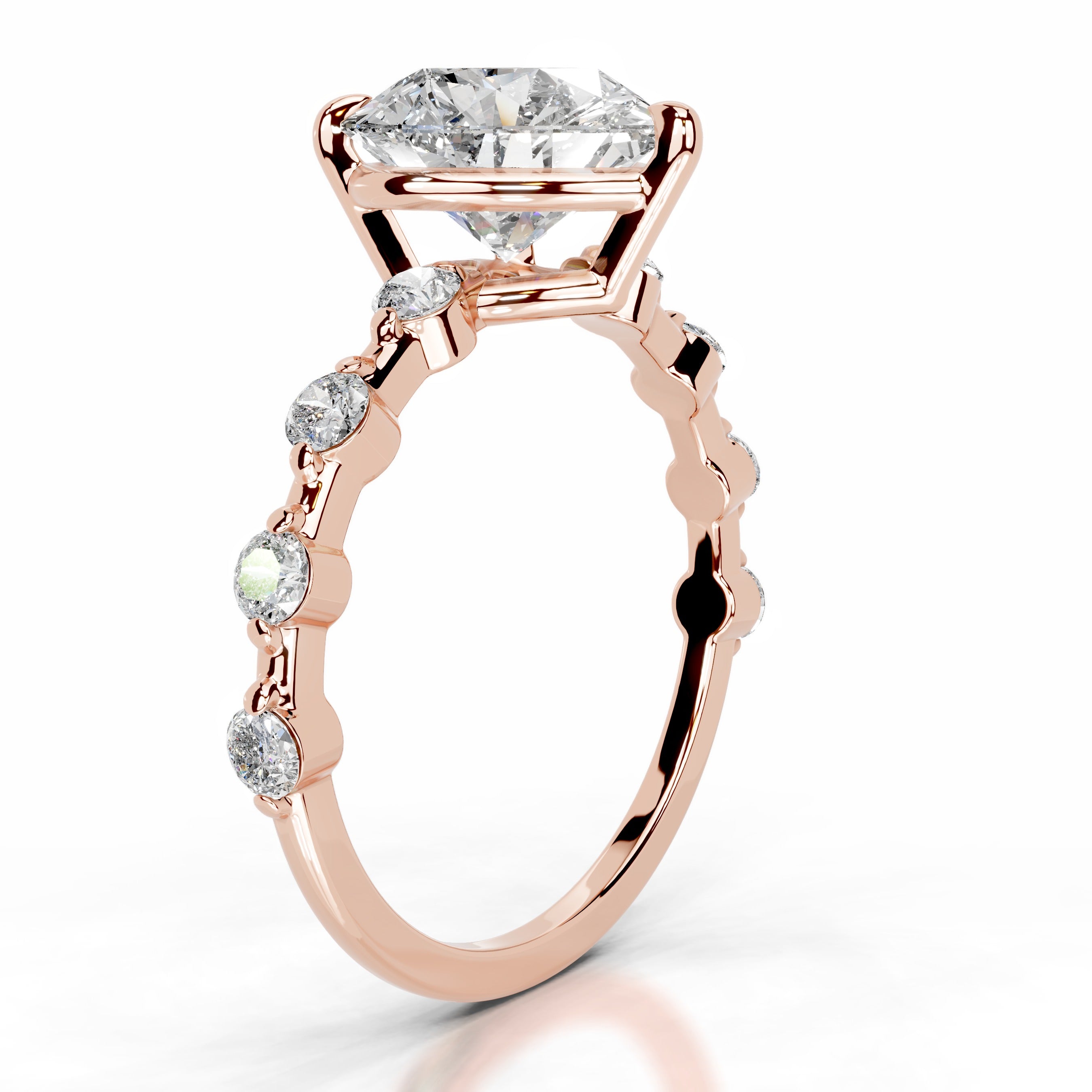 Bell Diamond Engagement Ring - 14K Rose Gold