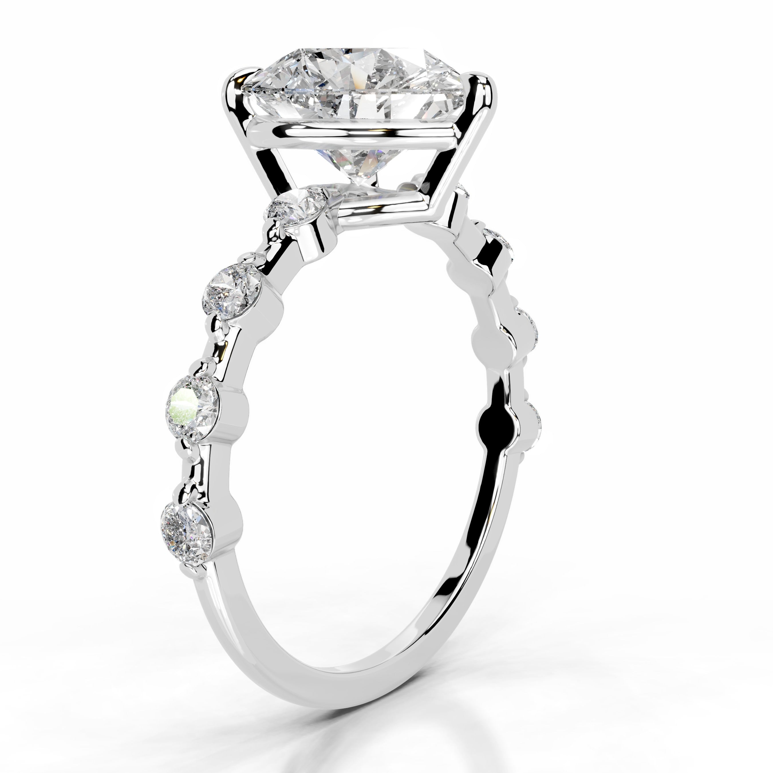 Bell Diamond Engagement Ring - 14K White Gold