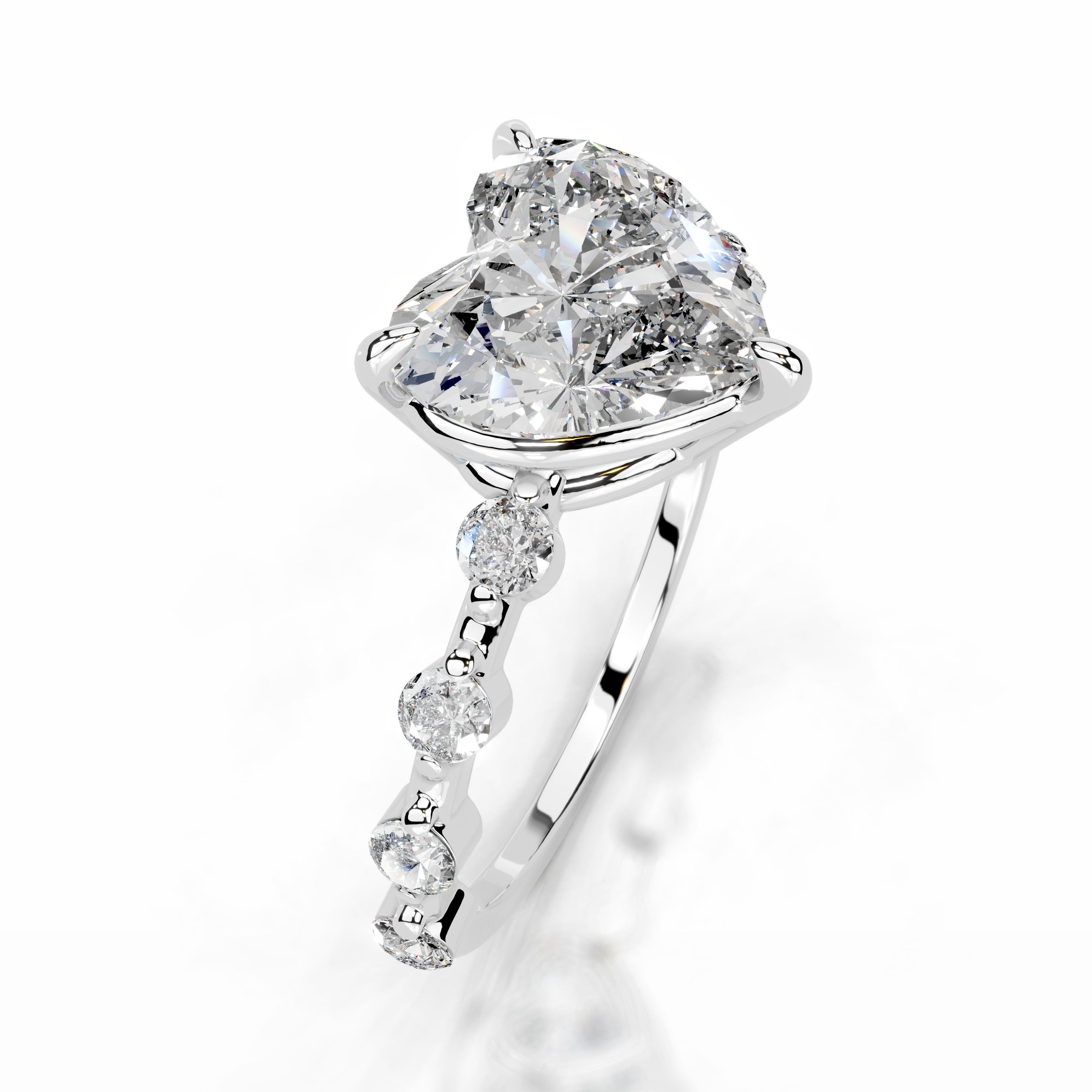 Bell Diamond Engagement Ring - 14K White Gold